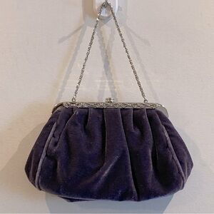 MINI Bag Velvet Purple and Metal with little Rhinestones Embellishment Crossbody